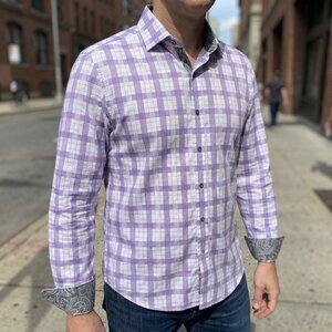 New Tasso Elba Button Up Long Sleeve Shirt Men s size L 16-16  1/2